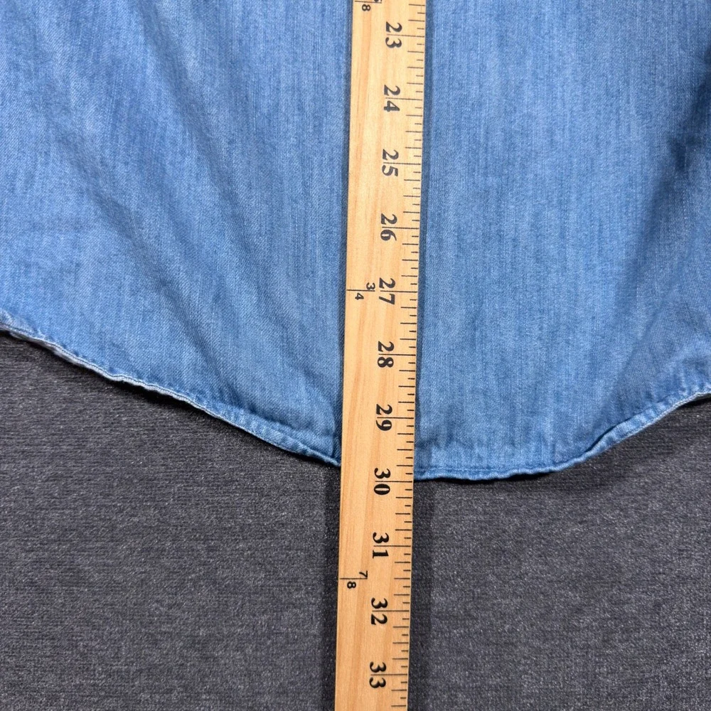 Banana Republic Button Down Shirt Mens Large Blue Slim Fit Denim Cotton Stretch